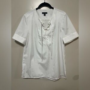 Women's Jcrew White Lace-Up Top size 12